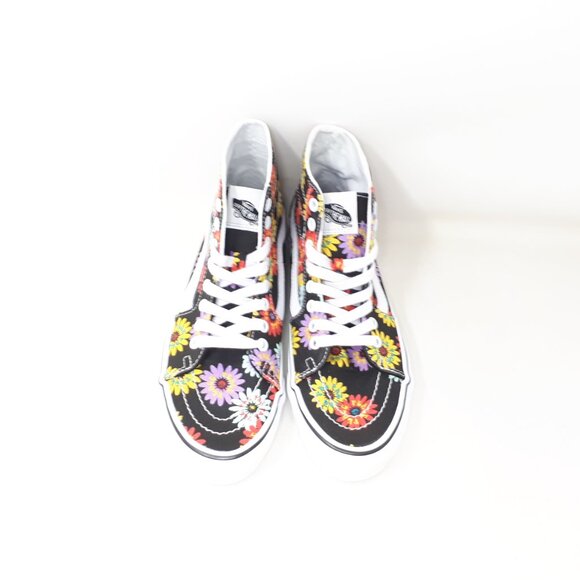 Vans Sk8-Hi Tapered Peace Floral Skate Platform Shoe Sneaker Black Womens US NEW - Picture 8 of 11